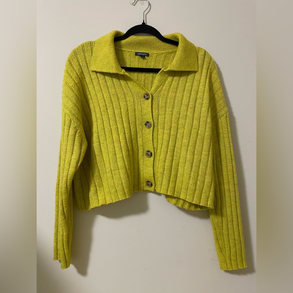 Wild Fable Yellow Ribbed Cardigan Sweater